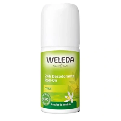 Imagen de Weleda Desodorante Roll On de Citrus, Neutraliza y Previene los Olores Corporales Desagradables, 24h Protección, Unisex, 100% Natural, Sin Sales Aluminio, con Aroma Cítrico, Vegano 50 ml