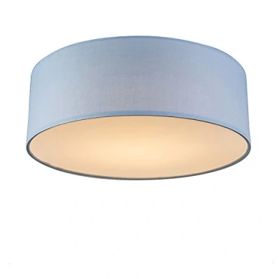 Imagen de Qazqa Moderno Plafón azul 30 cm con LED DRUM Textil/Acero Redonda Incluye Max. 1 x 10 Watt