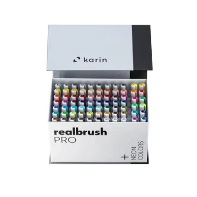 Imagen de Karin Realbrush PRO Mega Box PLUS 72 colores (incluyendo 12 de neón) + 3 mezcladores en un embalaje exclusivo para uso fácil.