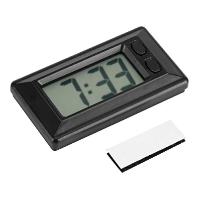 Imagen de Reloj Portátil LCD Mesa Digital Coche Tablero de Instrumentos Escritorio electrónico Fecha Hora Calendario Panel con Almohadilla Adhesiva