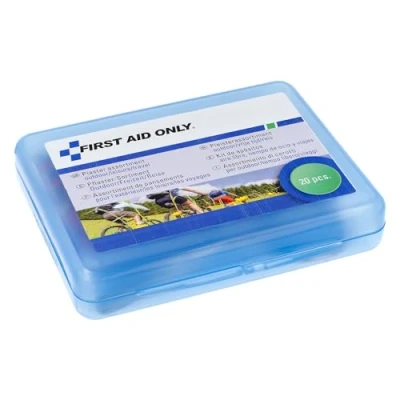 Imagen de First Aid Only Juego de esparadrapos para exteriores/ocio/viajes (20 unidades) 20 diferentes tamaños y formas en caja resellable P 10024