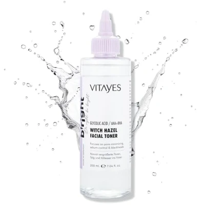 Imagen de Vitayes tónico facial Hamamelis Hamamelis: calmante con AHA BHA y ácido glicólico Reducción de poros limpieza profunda rostro belleza radiante hidratante