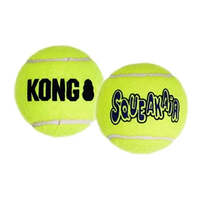 Imagen de KONG Squeakair Balls Pelotas de Tenis sonoras Que respetan Sus Dientes para Perros Raza Mediana (Pack 6)