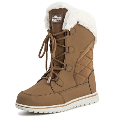 Imagen de Polar Boot Mujer Acolchado Al Aire Libre Cuff Nieve Pato Impermeable Atadura Piel Sintética Botas 6 TAN39 AYC0542