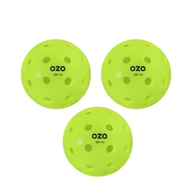 Imagen de OZO Pickleball Set de 3 Bolas para Exteriores, 40 Agujeros, Moldeo por Rotación