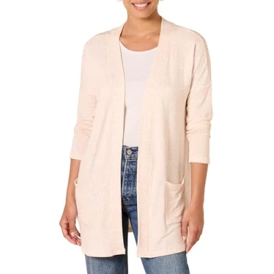 Imagen de Amazon Essentials Cárdigan con Abertura Frontal de Tejido Rizo, Ligero y Ajuste Informal para Estar en Casa Mujer, Beige Rayas Cebra, M