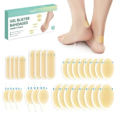 Imagen de Gel Blister Bandages Hydrocolloid Welnove 30ct Cushions for Heel, Toe &amp; Foot Pads Prevention Recovery Water Resistant