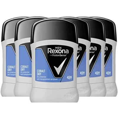 Imagen de Rexona Desodorante Stick Antitranspirante para hombre Cobalt Dry 50ml Pack de 6