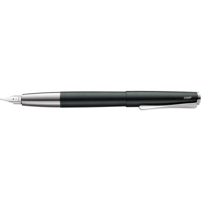 Imagen de Lamy studio 069 Pluma estilográfica de acero inoxidable en acabado lacado negro y verde con mango pulido, plumín plateado grosor EF