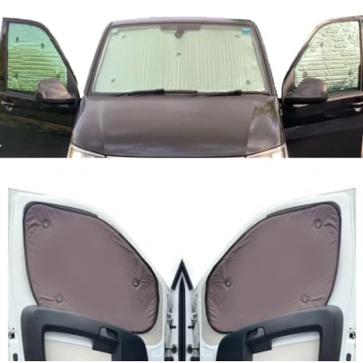 Imagen de Sombrilla para Parabrisas Compatibles con Renault Trafic (2000 2014)(Conjunto Frontal) Color de Respaldo Marrón, Reversible