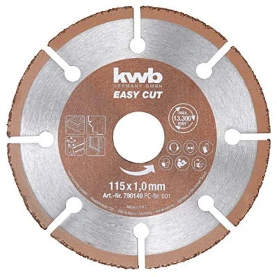 Imagen de kwb Easy Cut disco de corte universal carburo cementado (115 mm x 1 mm, flexible para diversos materiales, orificio 22,23 115 mm)