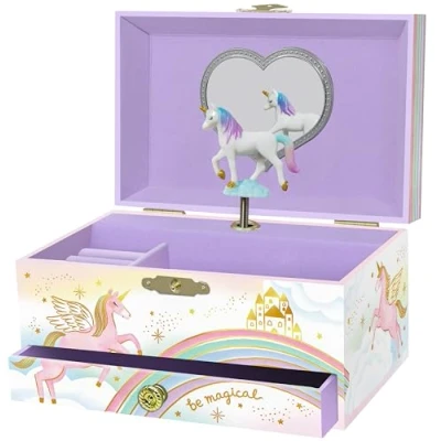Imagen de Giggle &amp; Honey Joyero Musical de Unicornio para Niñas Bailarín con Espejo, Regalo Niñas, Cumpleaños Niños, Edades 3 10