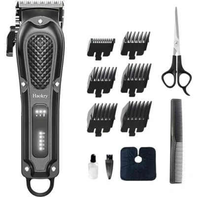 Imagen de Haokry Cortapelos para hombres profesionales, cortadora de barbero inalámbrica y con cable corte cabello aseo recargable