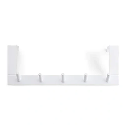 Imagen de Rayen Colgador 5 Ganchos Perchero para Puerta Barra de Gancho Multifuncional Ahorro espacio Blanco 36 cm x 12,5 4