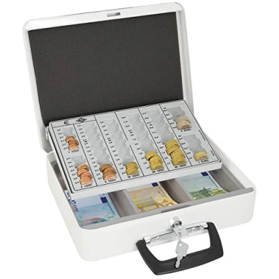 Imagen de Wedo Europa 150658000 Caja para dinero (315 x 245 95 mm, incluye bandeja monedas), color blanco