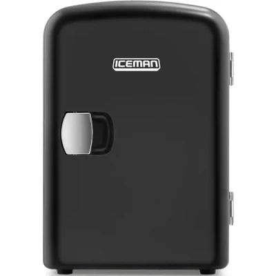 Imagen de Iceman Mini nevera portátil negra, se enfría y calienta, ligera con 4 litros, almacenamiento de 6 latas para cosméticos, aperitivos, maquillaje, alimentación AC/DC, hogar, coche/recámara