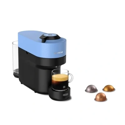 Imagen de Cafetera de cápsulas Nespresso® De&#039;Longhi Vertuo Pop ENV90.A, 1260 W, 0.56 l, Calentamiento 30 s, Tecnología Centrifusión™, Bluetooth, Wi Fi, Azul