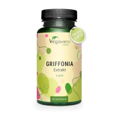 Imagen de 5HTP Griffonia 200 mg Equivalente a 3000 Extracto de Dosis Más Alta Simplicifolia Para Estrés, Sueño y Animo Vegano SIN ADITIVOS Vegavero®