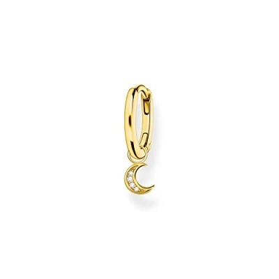 Imagen de THOMAS SABO Pendientes de Aro Simple con Colgante Luna en Plata Chapada Oro CR708 414 14, Amarillo