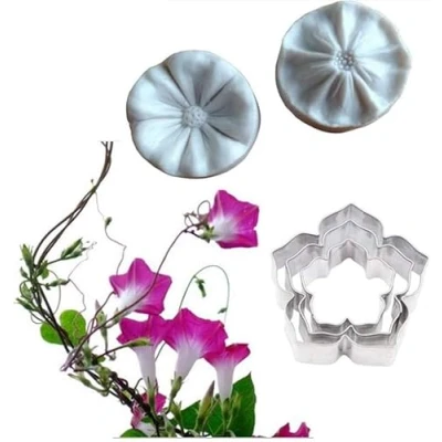 Imagen de Moldes de silicona para cortador venas pétalos hojas flores, juego cortadores fondant acero inoxidable, decoración pasteles, (petunia)