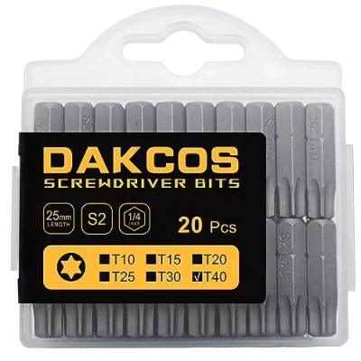 Imagen de DAKCOS Juego de puntas destornillador estrella Torx T40 20pc, acero S2 longitud 25mm