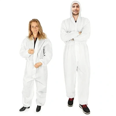 Imagen de com four® 2X Traje de protección con Capucha y Cremallera Overol Pintor una Sola Capa Talla única Altura 160 a 200 cm Ropa (2 Piezas Blanco)