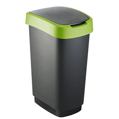 Imagen de Curver 02170 P 80 00 contenedor de residuos con Solapa, 10 L, Plata/Verde