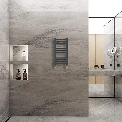 Imagen de WarmeHaus Toallero calefactor recto para radiador de escalera gris antracita 600 x 300 mm, radiadores calefacción central baño y cocina