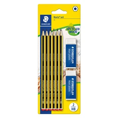 Imagen de STAEDTLER 120 R BK6D Blíster 6 lápices Noris HB + 2 gomas de borrar Mars Plastic 526 50