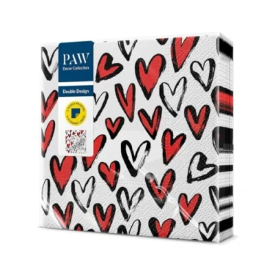 Imagen de PAW Servilletas Papel 3 Capas (33 x 33 cm) I 20 Unidades Perfecto para Cumpleaños, Fiestas, Bodas, Comuniones, Celebraciones de Doble Cara Enamorarse