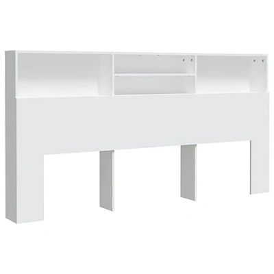 Imagen de vidaXL Mueble Cabecero Armario de Cama con Almacenaje Pared Dormitorio Estantería Habitación Libros Decoraciones Blanco 200x19x103,5 cm