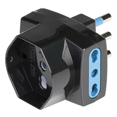 Imagen de Poly pool pp2364.1 pp2364 Adaptador Triple Enchufe Grande y 2 enchufes bivalenti 1 P40 Toma pluristandard Standard Italiano alemán, Negro