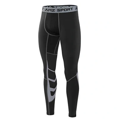 Imagen de AMZSPORT Pantalones Deportivos de Entrenamiento para Hombre Medias Compresión Secado Rápido Base Negro S