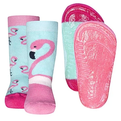 Imagen de Ewers 2 Pares Calcetines Antideslizantes Flamenco SoftStep para Niñas, Suela de Goma, 35 38