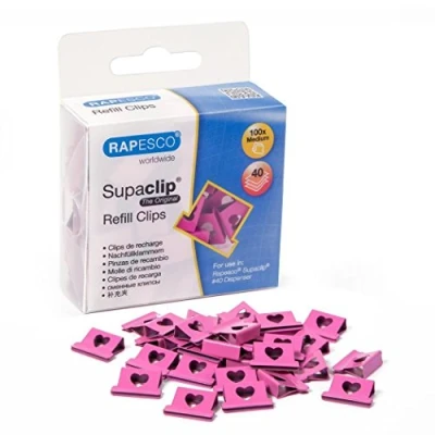 Imagen de Rapesco 1334 Supaclip 40 Clips de Recarga Corazones, Fucsia, Paquete 100