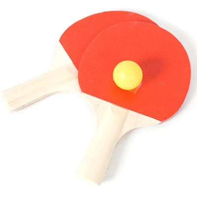 Imagen de SPORTSIDE Set de 2 Raquetas Ping Pong y Pelotas Juego Raqueta Completo Tenis Mesa 046580A Rojo Madera 24 cm Artículo Deportivo