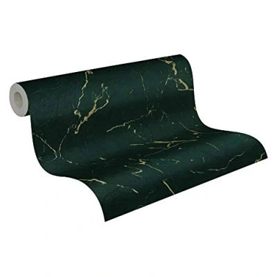 Imagen de Papel pintado Marmol Alena St. Petersburg Metropolitan Stories 2 A.S. Création tejido no 10.05 m x 0.53 Verde Metálico Fabricado en Alemania 378555 37855 5