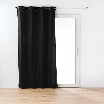 Imagen de Douceur d&#039;Intérieur Twily Cortina, con Ojales, 135 x 260 cm, Negra, algodón y poliéster Reciclado