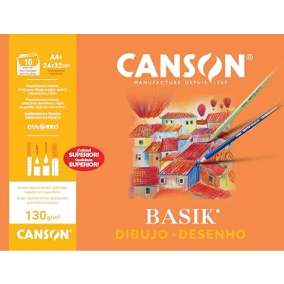 Imagen de Papel dibujo basik 240x320 din a4 + 130 gr. con recuadro minipack de 10 hojas