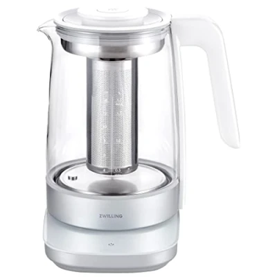 Imagen de ZWILLING ENFINIGY Hervidor de vidrio con colador té, Ajuste temperatura y temporizador 1850 W, 1,7 l, Blanco
