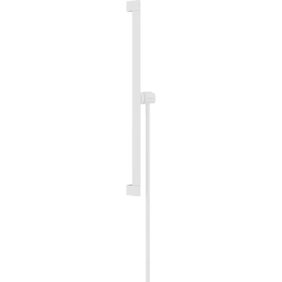 Imagen de hansgrohe Unica E Puro, barra de ducha, ducha pared 65cm con flexo Isiflex 160cm y Easy Slide soporte blanco mate