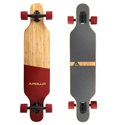 Imagen de Apollo Longboard Bali Special Edition Tabla Completa con rodamiento de Bolas High Speed ABEC Incl. Skate T Tool, Drop Through Freeride Cruiser Boards