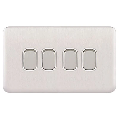 Imagen de Schneider Electric GGBL1042WSSS Lisse Interruptor sin tornillos (10 AX, 4G, 2 W, 240 V, acero inoxidable)