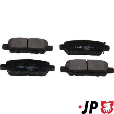 Imagen de JP GROUP 4763700110 Juego de pastillas freno Eje trasero con avisador acústico desgaste NISSAN: Juke, Pulsar Hatchback, Murano II