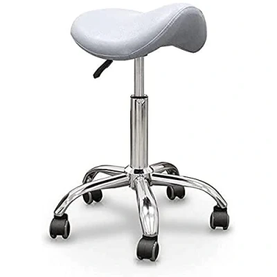 Imagen de QUIRUMED Taburete Pony, Base cromada con 5 Ruedas, Color Plata, Ergonómico, Ligero, Altura Regulable, Relleno de Alta Densidad, Polipiel, hasta 150 kg