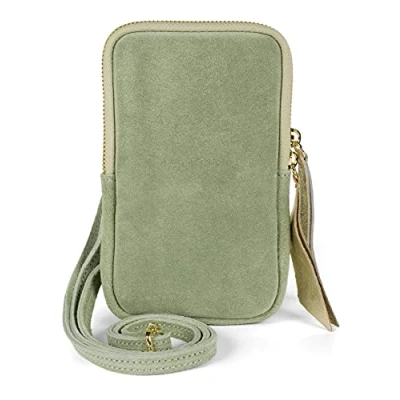 Imagen de styleBREAKER bolso móvil de cuero las señoras en gamuza suave, cierre cremallera, genuino Mini Bag 02012373, color:Dorado