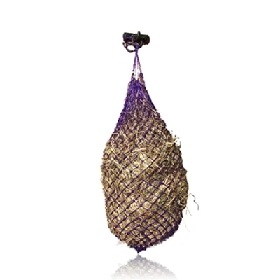 Imagen de Red de heno para caballos, malla estrecha, tamaño 3 x cm, grande, peso relleno a 4 kg (1 lila)