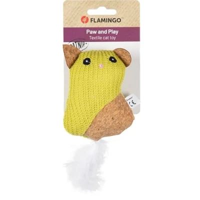 Imagen de Flamingo Juguete para Gato Lemmo Verde 12x4,5x12,5cm Aspecto de Corcho con Catnip y Plumas