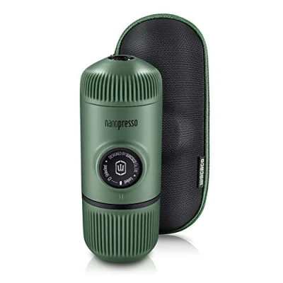 Imagen de WACACO Nanopresso máquina de café espresso portátil con protectora S Case adjunto, actualización la Minipresso, Cafetera viaje, Operado manualmente (Verde musgo)