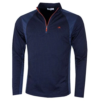 Imagen de Calvin Klein Hombre Micro Grid CK 1/2 Zip Pullover Armada/Orange XXXL